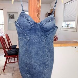 Simplee Apparel Blue Denim Mini Dress